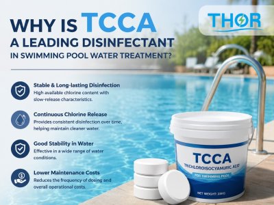 Why is TCCA a leading disinfectant in swimming pool water treatment?